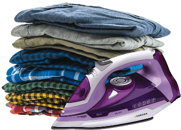 Folded clothes and iron